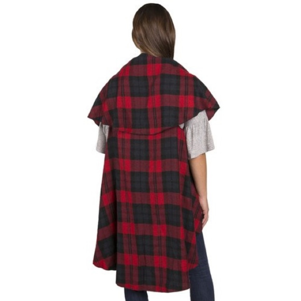 🆕 AUCTION PRICE👩🏻‍⚖️ Red and Black Plaid Woven City Wrap on the Go - Picture 5 of 6